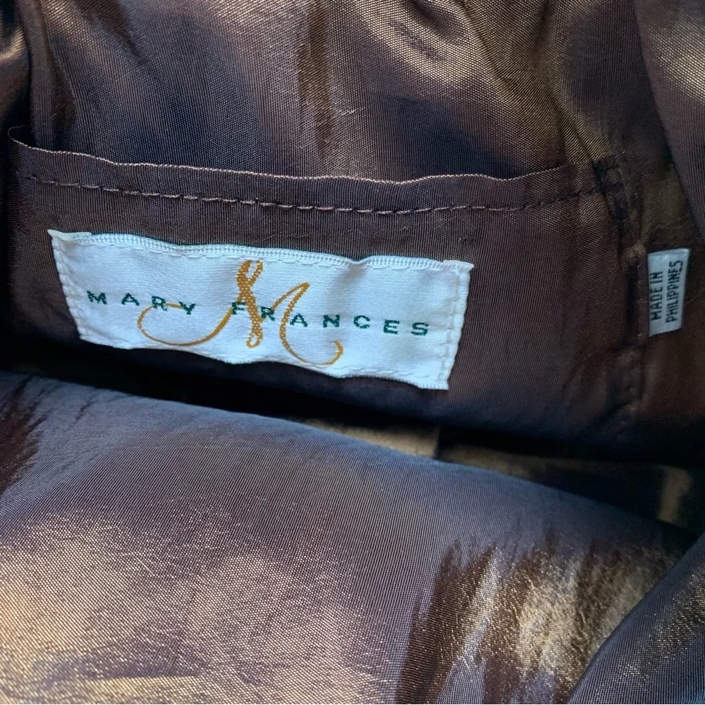 Vintage Mary Frances Handbag Purse Beaded Boho Floral Brown - Picture 13 of 13